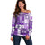 Hawaiian Quilt Off Shoulder Sweater Tiki Tropical Retro Purple Version LT14 Women Purple - Polynesian Pride