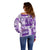 Hawaiian Quilt Off Shoulder Sweater Tiki Tropical Retro Purple Version LT14 - Polynesian Pride