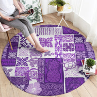 Hawaiian Quilt Round Carpet Tiki Tropical Retro Purple Version LT14 - Polynesian Pride