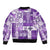 Hawaiian Quilt Sleeve Zip Bomber Jacket Tiki Tropical Retro Purple Version LT14 - Polynesian Pride