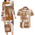 Hawaiian Quilt Couples Matching Long Sleeve Bodycon Dress and Hawaiian Shirt Tiki Tropical Retro Brown Version LT14 Brown - Polynesian Pride