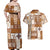 Hawaiian Quilt Couples Matching Off Shoulder Maxi Dress and Hawaiian Shirt Tiki Tropical Retro Brown Version LT14 - Polynesian Pride