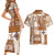 Hawaiian Quilt Couples Matching Short Sleeve Bodycon Dress and Hawaiian Shirt Tiki Tropical Retro Brown Version LT14 - Polynesian Pride