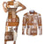 Hawaiian Quilt Couples Matching Short Sleeve Bodycon Dress and Long Sleeve Button Shirt Tiki Tropical Retro Brown Version LT14 Brown - Polynesian Pride