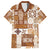 Hawaiian Quilt Family Matching Long Sleeve Bodycon Dress and Hawaiian Shirt Tiki Tropical Retro Brown Version LT14 Dad's Shirt - Short Sleeve Brown - Polynesian Pride