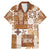 Hawaiian Quilt Family Matching Mermaid Dress and Hawaiian Shirt Tiki Tropical Retro Brown Version LT14 Dad's Shirt - Short Sleeve Brown - Polynesian Pride