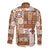 Hawaiian Quilt Long Sleeve Button Shirt Tiki Tropical Retro Brown Version LT14 - Polynesian Pride