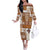 Hawaiian Quilt Off The Shoulder Long Sleeve Dress Tiki Tropical Retro Brown Version LT14 Women Brown - Polynesian Pride