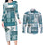 Hawaiian Quilt Couples Matching Long Sleeve Bodycon Dress and Long Sleeve Button Shirt Tiki Tropical Retro Dark Cyan Version LT14 Dark Cyan - Polynesian Pride