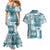 Hawaiian Quilt Couples Matching Mermaid Dress and Hawaiian Shirt Tiki Tropical Retro Dark Cyan Version LT14 - Polynesian Pride