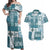 Hawaiian Quilt Couples Matching Off Shoulder Maxi Dress and Hawaiian Shirt Tiki Tropical Retro Dark Cyan Version LT14 Dark Cyan - Polynesian Pride