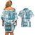 Hawaiian Quilt Couples Matching Off Shoulder Short Dress and Hawaiian Shirt Tiki Tropical Retro Dark Cyan Version LT14 - Polynesian Pride