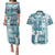 Hawaiian Quilt Couples Matching Puletasi Dress and Hawaiian Shirt Tiki Tropical Retro Dark Cyan Version LT14 Dark Cyan - Polynesian Pride