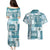 Hawaiian Quilt Couples Matching Puletasi Dress and Hawaiian Shirt Tiki Tropical Retro Dark Cyan Version LT14 - Polynesian Pride