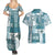 Hawaiian Quilt Couples Matching Summer Maxi Dress and Hawaiian Shirt Tiki Tropical Retro Dark Cyan Version LT14 - Polynesian Pride