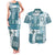 Hawaiian Quilt Couples Matching Tank Maxi Dress and Hawaiian Shirt Tiki Tropical Retro Dark Cyan Version LT14 Dark Cyan - Polynesian Pride