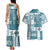 Hawaiian Quilt Couples Matching Tank Maxi Dress and Hawaiian Shirt Tiki Tropical Retro Dark Cyan Version LT14 - Polynesian Pride