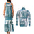 Hawaiian Quilt Couples Matching Tank Maxi Dress and Long Sleeve Button Shirt Tiki Tropical Retro Dark Cyan Version LT14 - Polynesian Pride