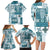 Hawaiian Quilt Family Matching Long Sleeve Bodycon Dress and Hawaiian Shirt Tiki Tropical Retro Dark Cyan Version LT14 - Polynesian Pride