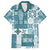 Hawaiian Quilt Family Matching Long Sleeve Bodycon Dress and Hawaiian Shirt Tiki Tropical Retro Dark Cyan Version LT14 Dad's Shirt - Short Sleeve Dark Cyan - Polynesian Pride