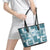 Hawaiian Quilt Leather Tote Bag Tiki Tropical Retro Dark Cyan Version LT14 - Polynesian Pride