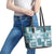 Hawaiian Quilt Leather Tote Bag Tiki Tropical Retro Dark Cyan Version LT14 - Polynesian Pride