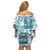 Hawaiian Quilt Off Shoulder Short Dress Tiki Tropical Retro Dark Cyan Version LT14 - Polynesian Pride