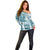 Hawaiian Quilt Off Shoulder Sweater Tiki Tropical Retro Dark Cyan Version LT14 - Polynesian Pride