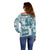 Hawaiian Quilt Off Shoulder Sweater Tiki Tropical Retro Dark Cyan Version LT14 - Polynesian Pride