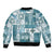 Hawaiian Quilt Sleeve Zip Bomber Jacket Tiki Tropical Retro Dark Cyan Version LT14 - Polynesian Pride