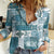 Hawaiian Quilt Women Casual Shirt Tiki Tropical Retro Dark Cyan Version LT14 Female Dark Cyan - Polynesian Pride