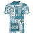 Hawaiian Quilt Women V Neck T Shirt Tiki Tropical Retro Dark Cyan Version LT14 - Polynesian Pride