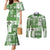 Hawaiian Quilt Couples Matching Mermaid Dress and Long Sleeve Button Shirt Tiki Tropical Retro Green Version LT14 Green - Polynesian Pride