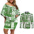 Hawaiian Quilt Couples Matching Off Shoulder Short Dress and Long Sleeve Button Shirt Tiki Tropical Retro Green Version LT14 Green - Polynesian Pride