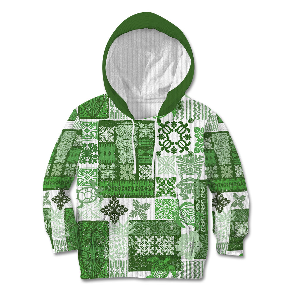 Hawaiian Quilt Kid Hoodie Tiki Tropical Retro Green Version LT14 Green - Polynesian Pride