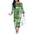 Hawaiian Quilt Off The Shoulder Long Sleeve Dress Tiki Tropical Retro Green Version LT14 Women Green - Polynesian Pride