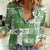 Hawaiian Quilt Women Casual Shirt Tiki Tropical Retro Green Version LT14 Female Green - Polynesian Pride