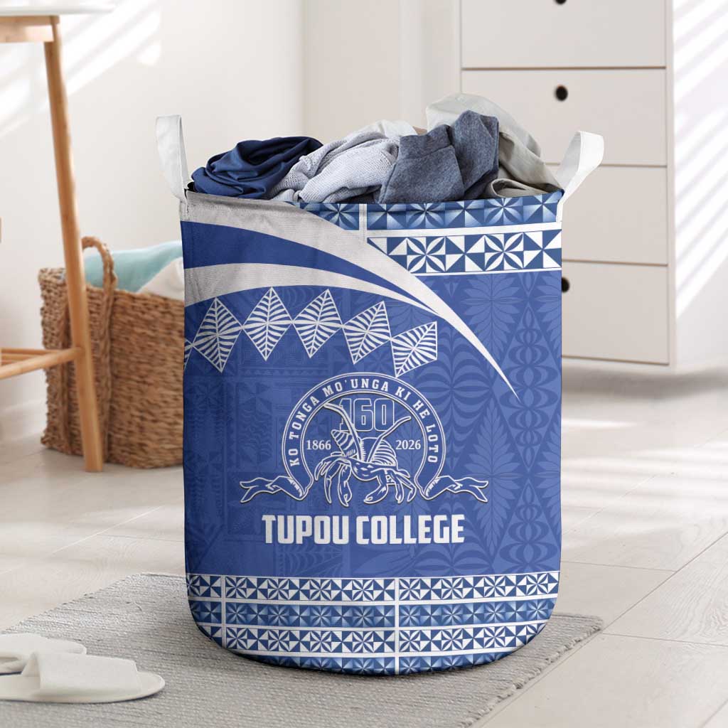 Tonga Tupou College Toloa Laundry Basket 160 Years Anniversary Tongan Ngatu Pattern LT14 Blue - Polynesian Pride