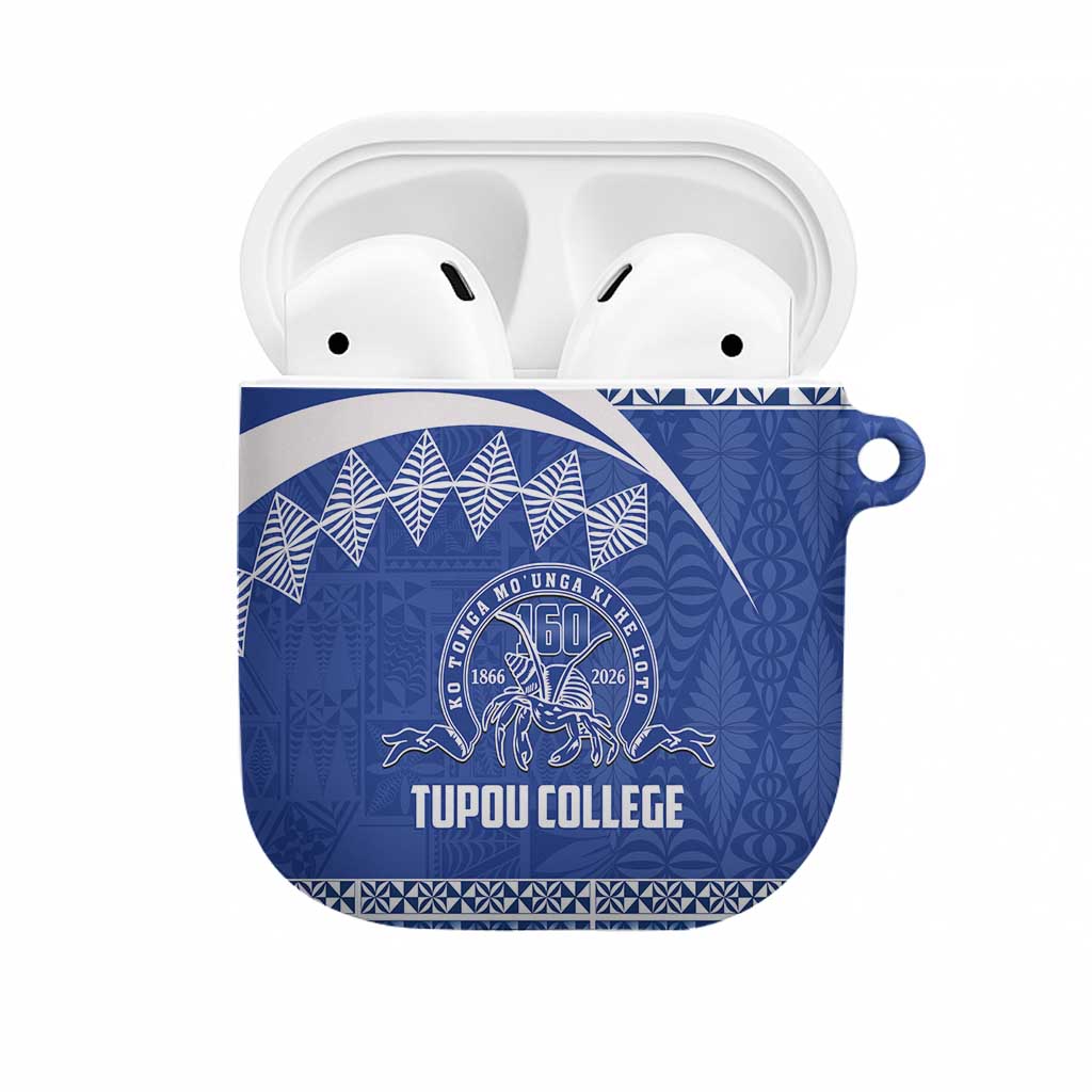 Tonga Tupou College Toloa AirPods Case 160 Years Anniversary Tongan Ngatu Pattern LT14 Blue - Polynesian Pride