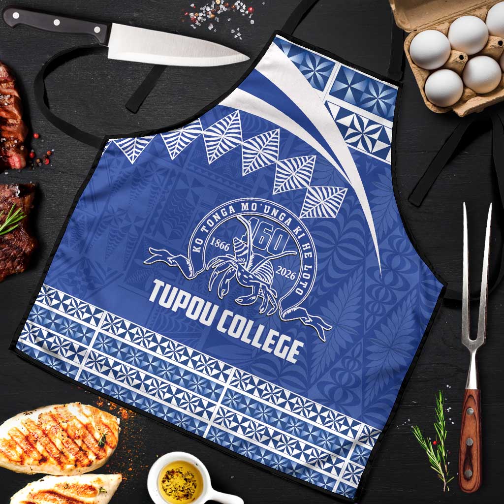 Tonga Tupou College Toloa Apron 160 Years Anniversary Tongan Ngatu Pattern LT14 Blue - Polynesian Pride