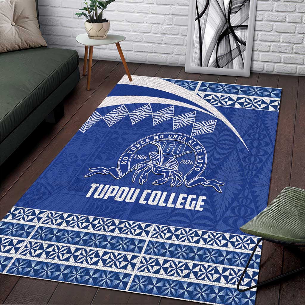 Tonga Tupou College Toloa Area Rug 160 Years Anniversary Tongan Ngatu Pattern LT14 Blue - Polynesian Pride