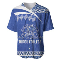 Personalised Tonga Tupou College Toloa Baseball Jersey 160 Years Anniversary Tongan Ngatu Pattern LT14 Blue - Polynesian Pride