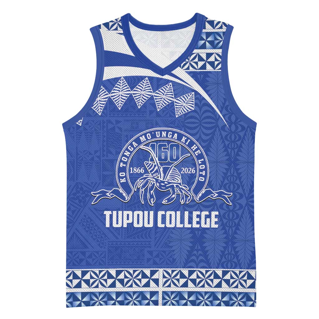 Personalised Tonga Tupou College Toloa Basketball Jersey 160 Years Anniversary Tongan Ngatu Pattern LT14 Unisex Blue - Polynesian Pride