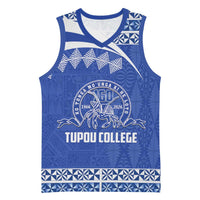 Personalised Tonga Tupou College Toloa Basketball Jersey 160 Years Anniversary Tongan Ngatu Pattern LT14 Unisex Blue - Polynesian Pride