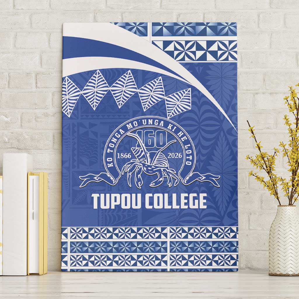 Tonga Tupou College Toloa Canvas Wall Art 160 Years Anniversary Tongan Ngatu Pattern LT14 Without Frame Blue - Polynesian Pride