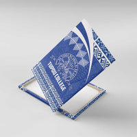 Tonga Tupou College Toloa Canvas Wall Art 160 Years Anniversary Tongan Ngatu Pattern LT14 With Frame Blue - Polynesian Pride
