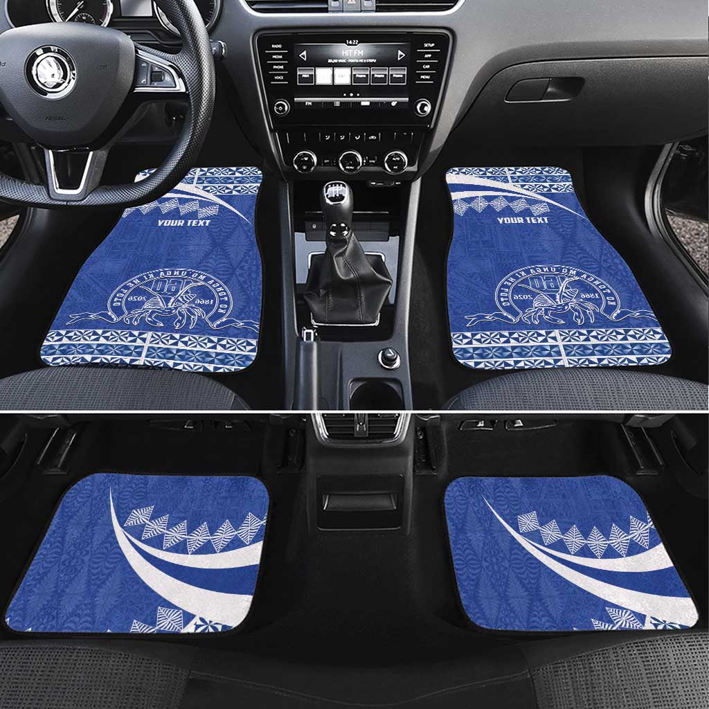 Personalised Tonga Tupou College Toloa Car Mats 160 Years Anniversary Tongan Ngatu Pattern LT14 Set 4pcs Blue - Polynesian Pride