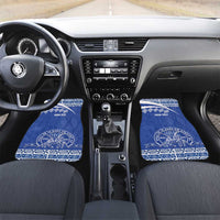 Personalised Tonga Tupou College Toloa Car Mats 160 Years Anniversary Tongan Ngatu Pattern LT14 Set 2pcs - Front Blue - Polynesian Pride
