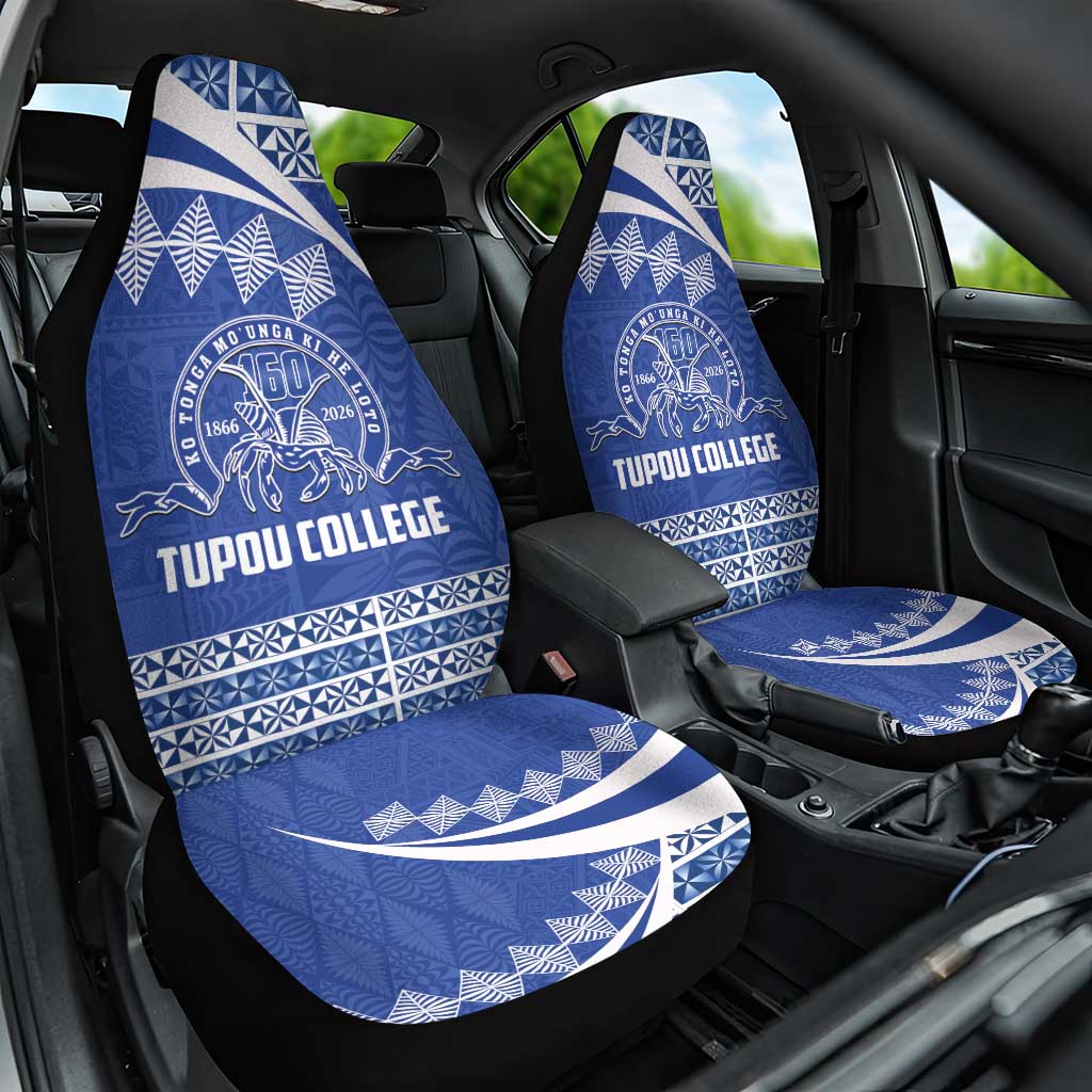 Tonga Tupou College Toloa Car Seat Cover 160 Years Anniversary Tongan Ngatu Pattern LT14 One Size Blue - Polynesian Pride