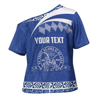 Personalised Tonga Tupou College Toloa Cross Shoulder Shirt 160 Years Anniversary Tongan Ngatu Pattern LT14 - Polynesian Pride